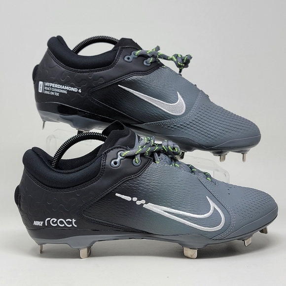 Nike CZ5917 001 Hyperdiamond 4 Elite Metal Softball Cleats Black Grey Wmns Sz 11 - Picture 2 of 10